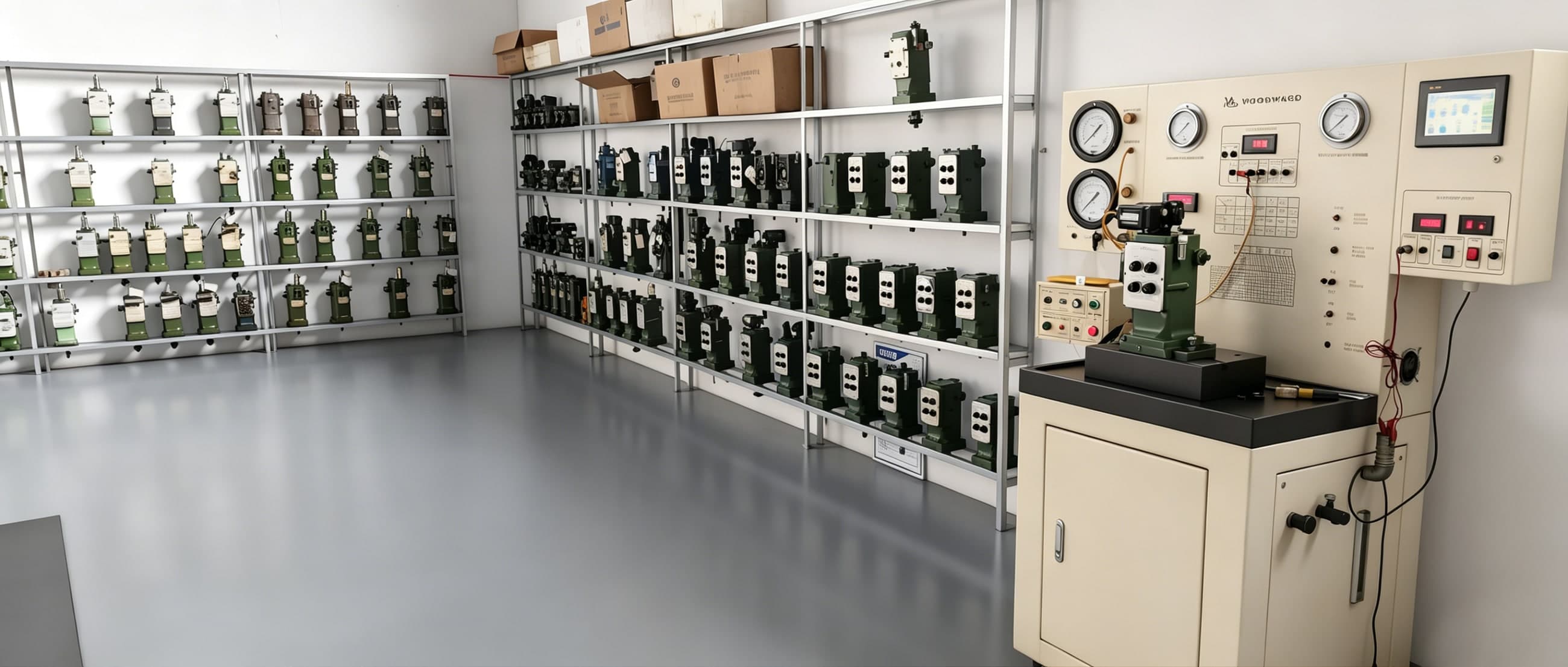 Governor on a test bench for inspection and calibration
